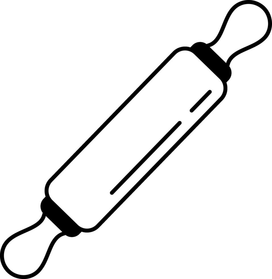 black and white icon of a wooden rolling pin vector