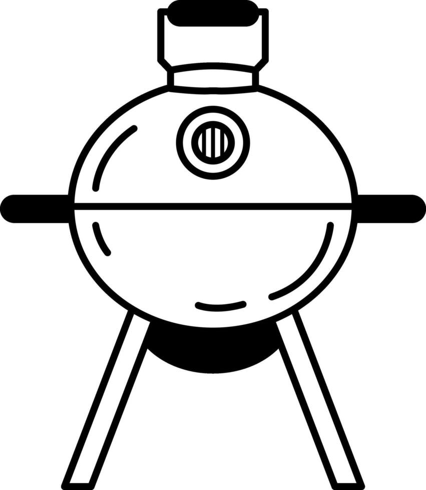 black and white icon of a bbq grill vector