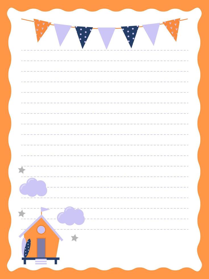 Recording page template with cute beach house vector
