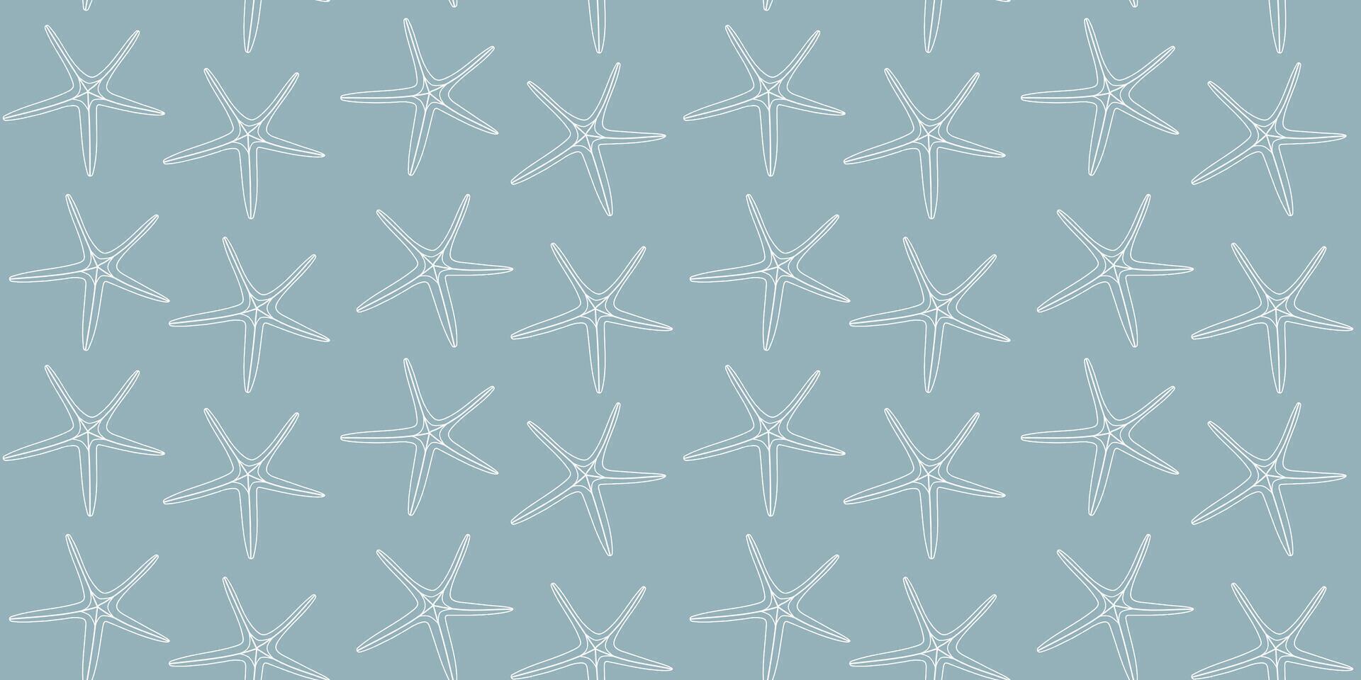 Starfish seamless pattern. Trendy pattern of starfish for wrapping paper, wallpaper, stickers, notebook cover. Tropical underwater mollusk shells illustration vector