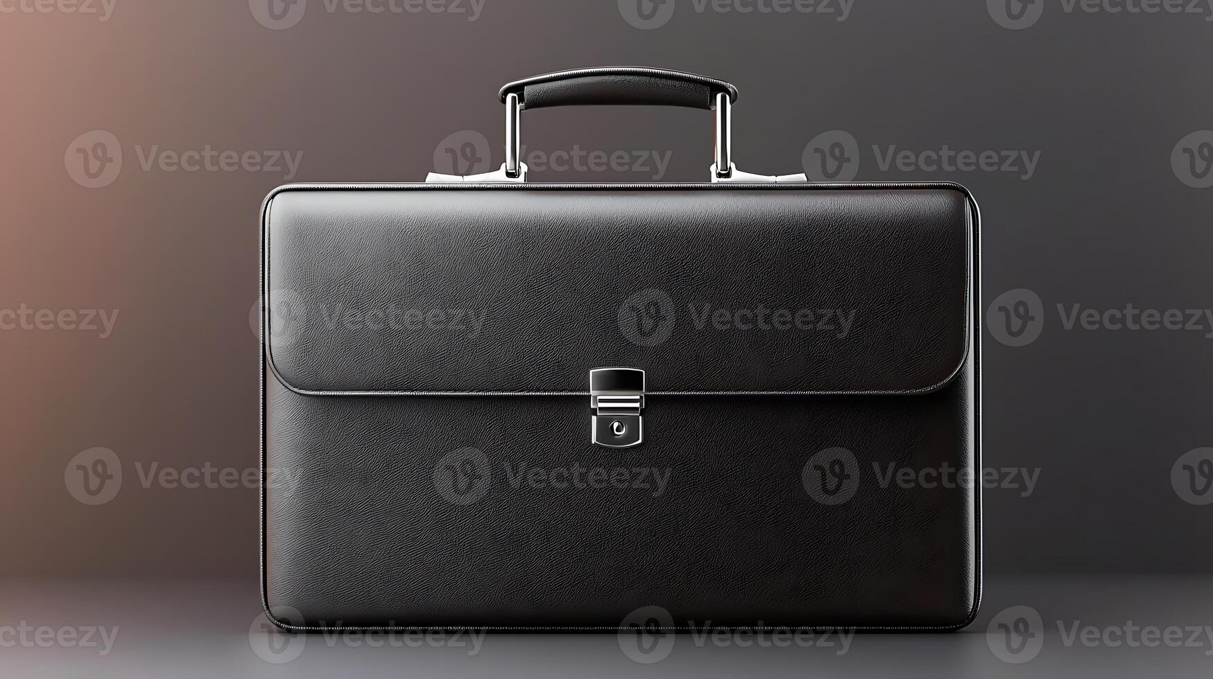 Sleek black leather briefcase on a minimalist background, ideal for professional use and branding photo