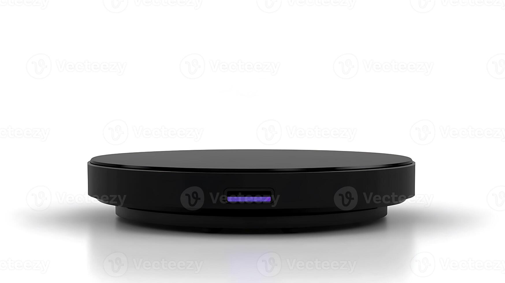 Sleek black wireless charger on a white background, emphasizing modern technology and minimalism photo