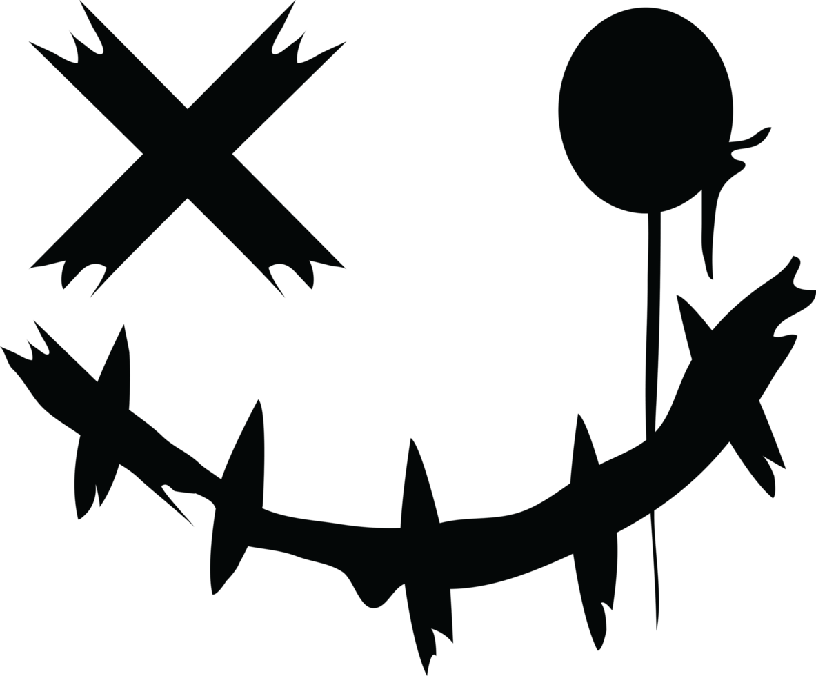Minimalist Horror XO Face Spooky Mask Design in black png