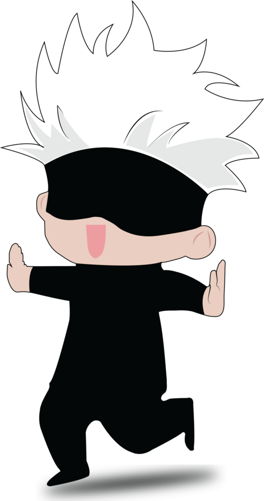 Adorable Gojo Satoru Kid Version Running Anime Fan Art png