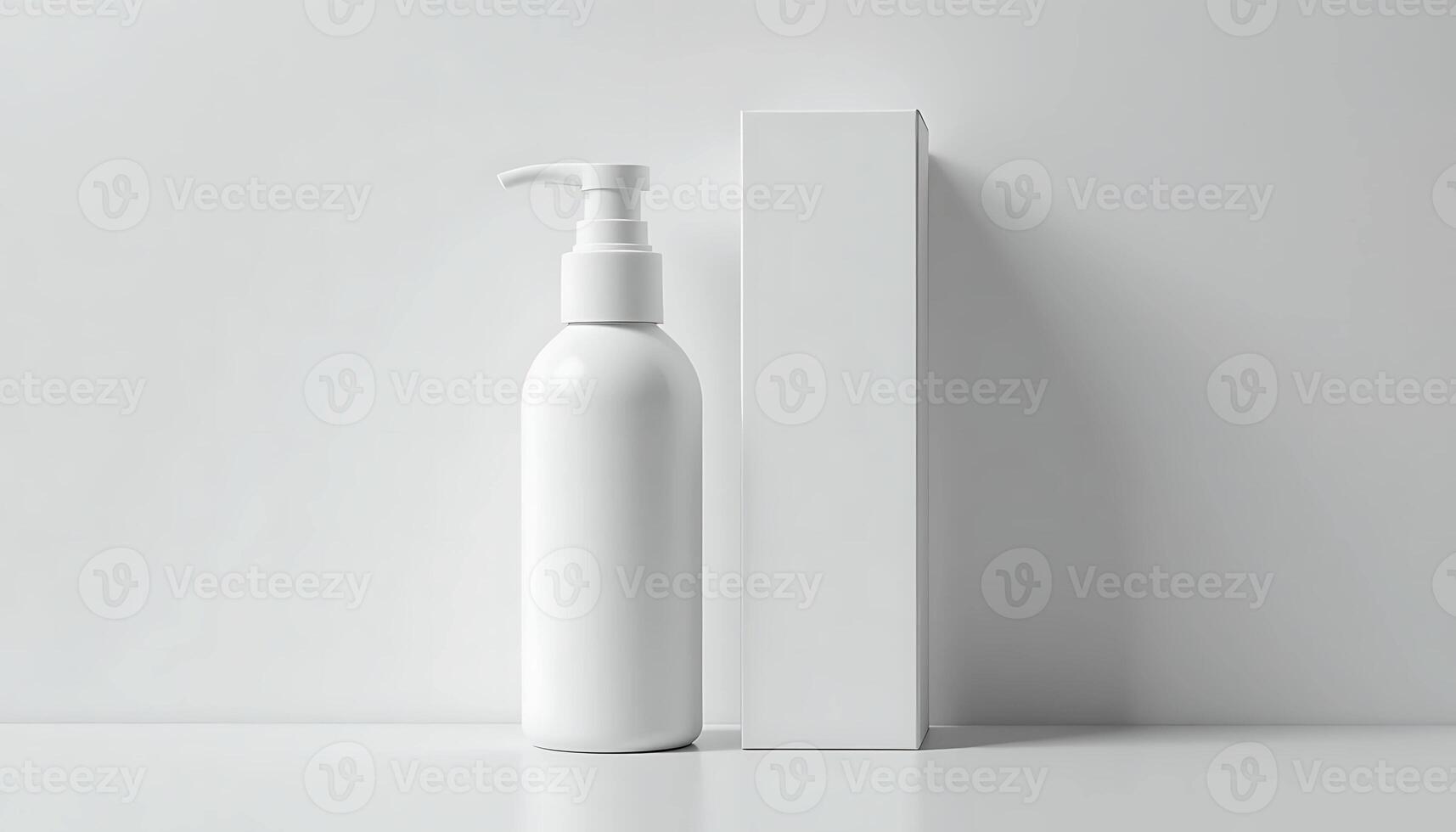 white blank bottle skincare makeup product matching with the box for presentation mockup photo