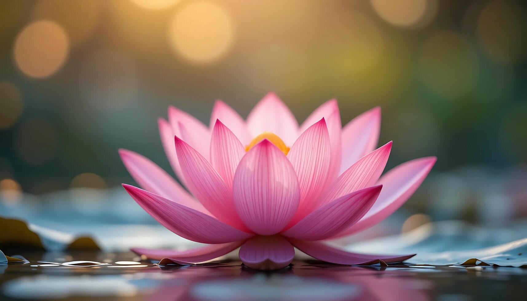 pink water lilly on pond with bokeh background photo