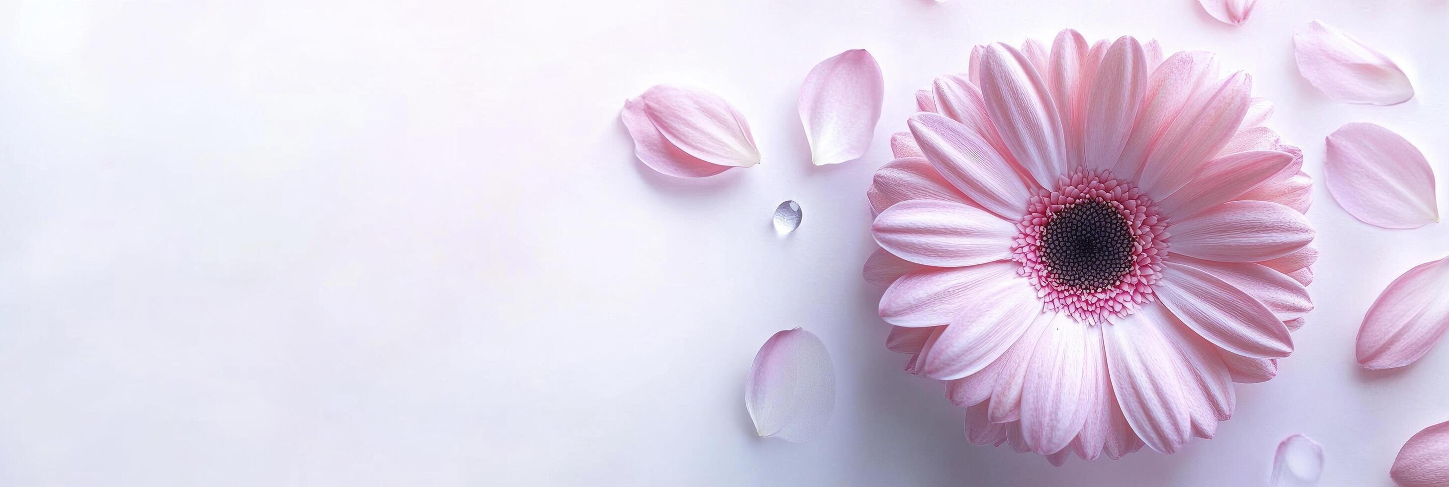 Pink gerbera flower on white background photo