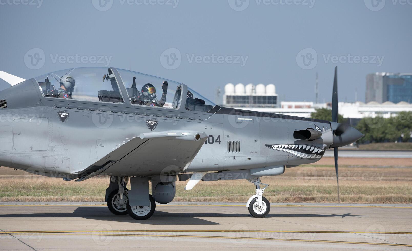 A small plane with a shark on the side photo