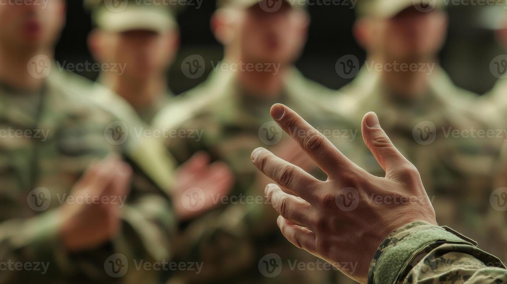 Military officer commanding troops during operation photo