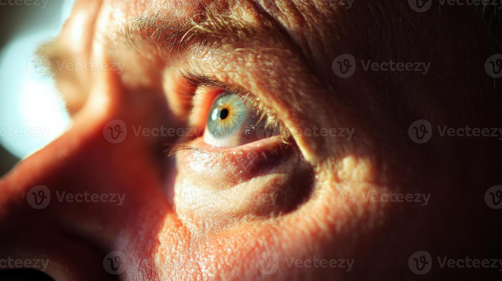 A closeup of a politicians face reveals determination sweat glistening on their forehead as they vow to improve healthcare access. The ambient lighting highlights their expressive feature photo