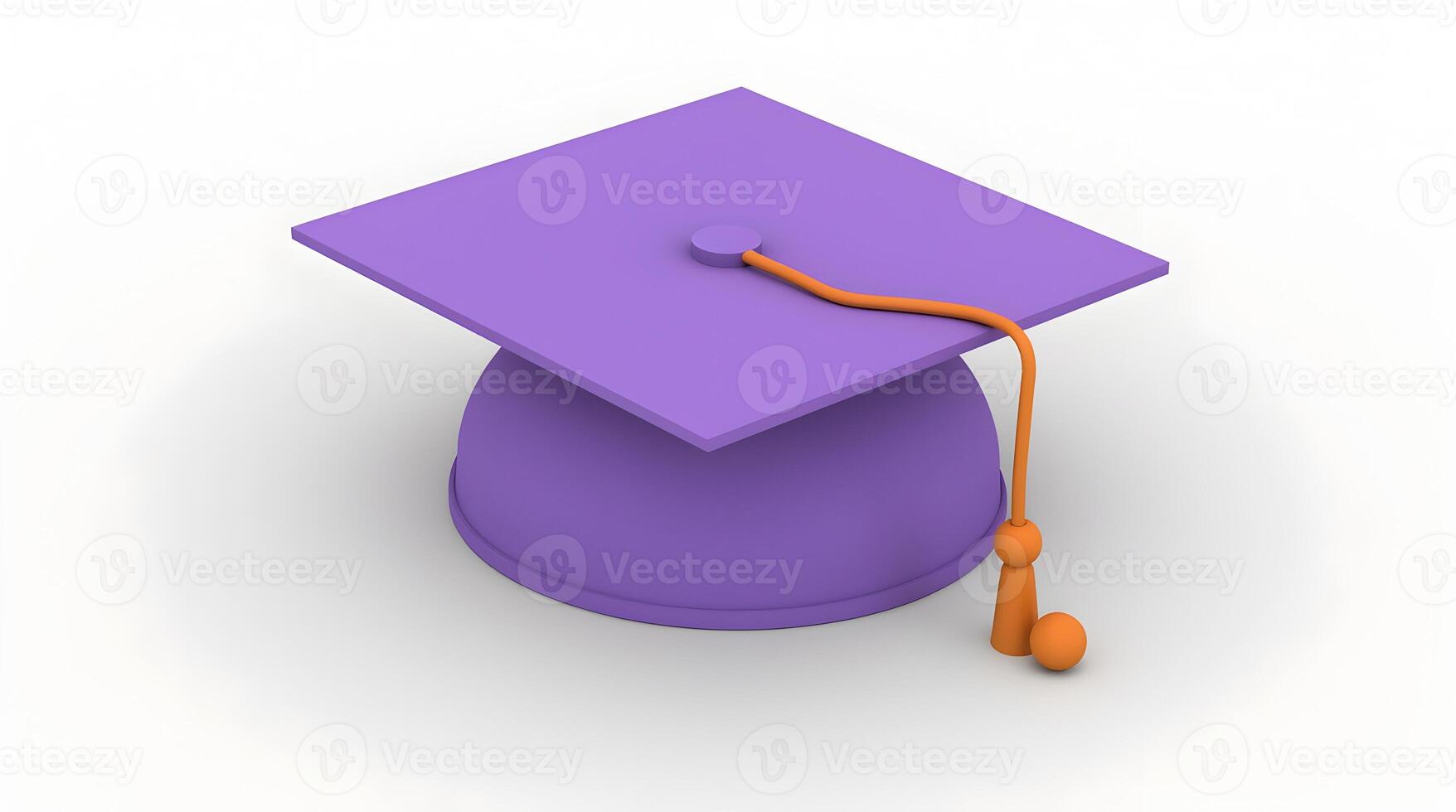 A purple graduation cap with an orange cord photo