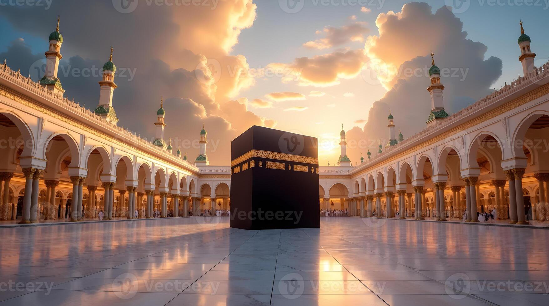 Kaaba in the middle of the mosque photo