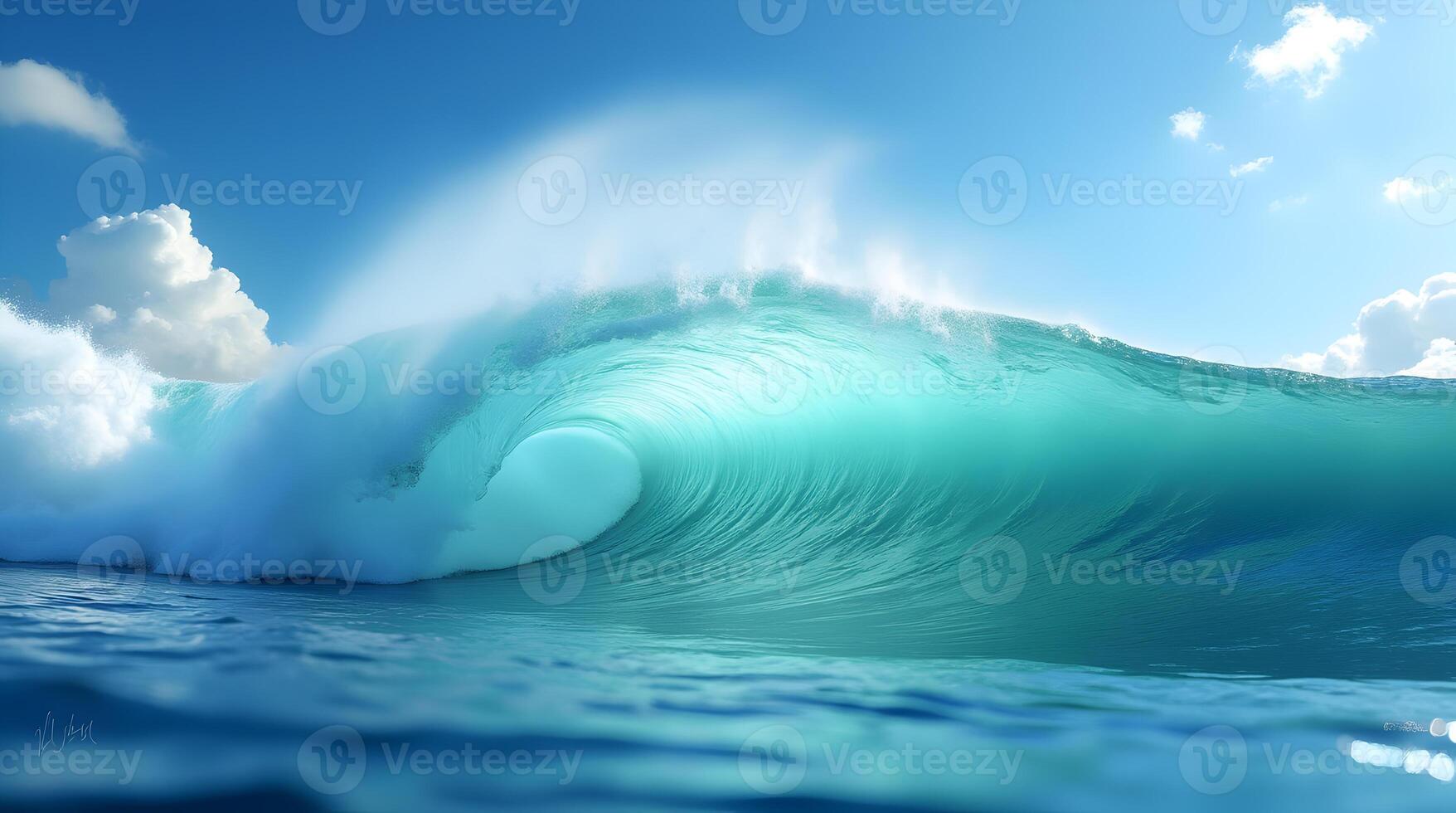 A large wave breaking on the ocean photo