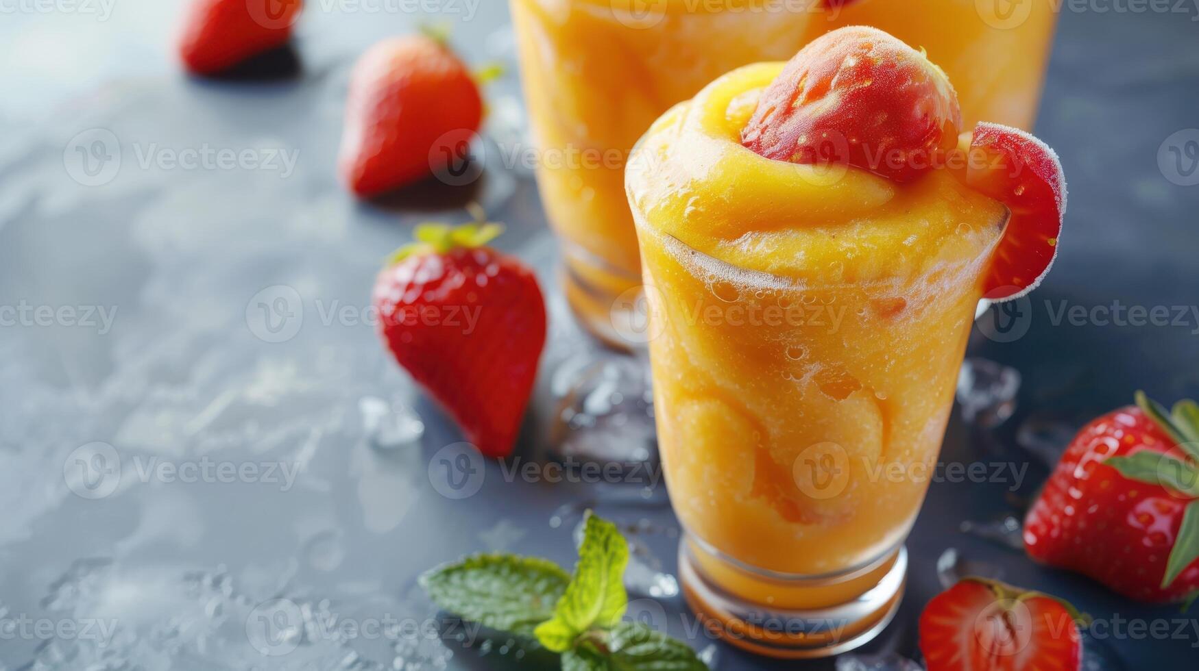 A Refreshing Strawberry and Mango Slush on a Sunny Day photo