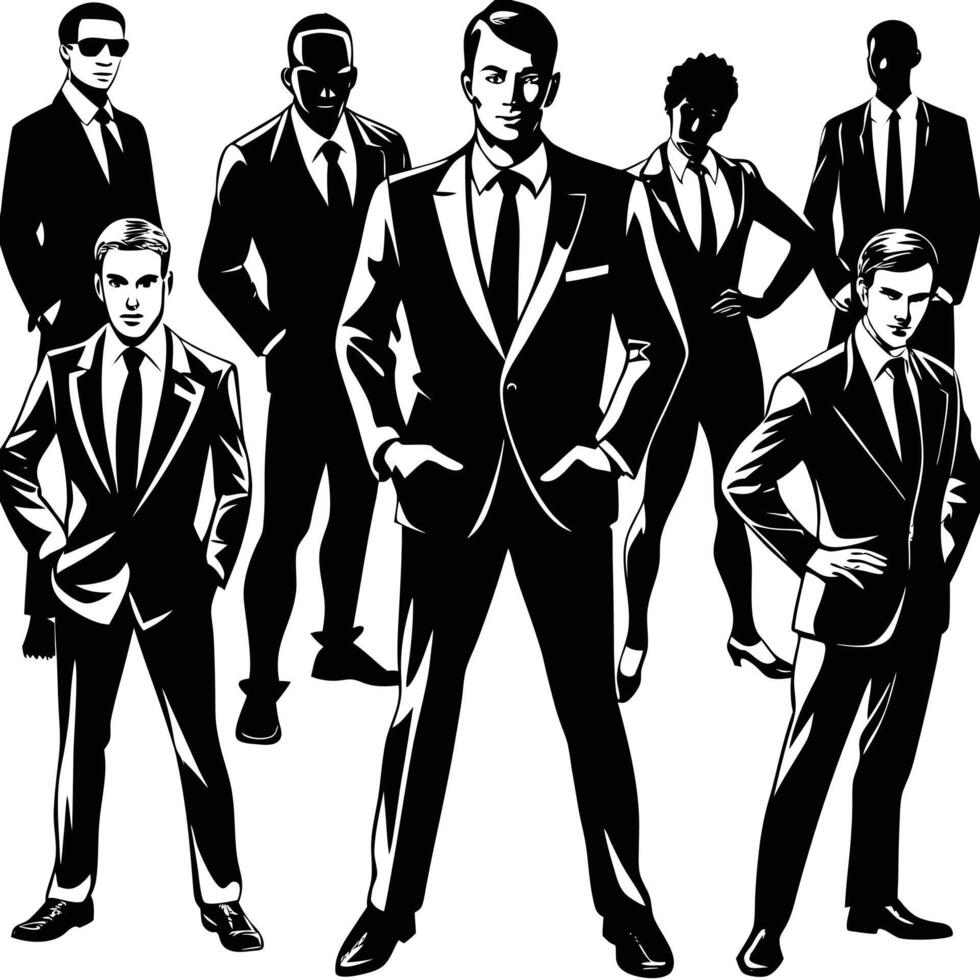 Silhouette Collection of Diverse Business Professional Poses vector
