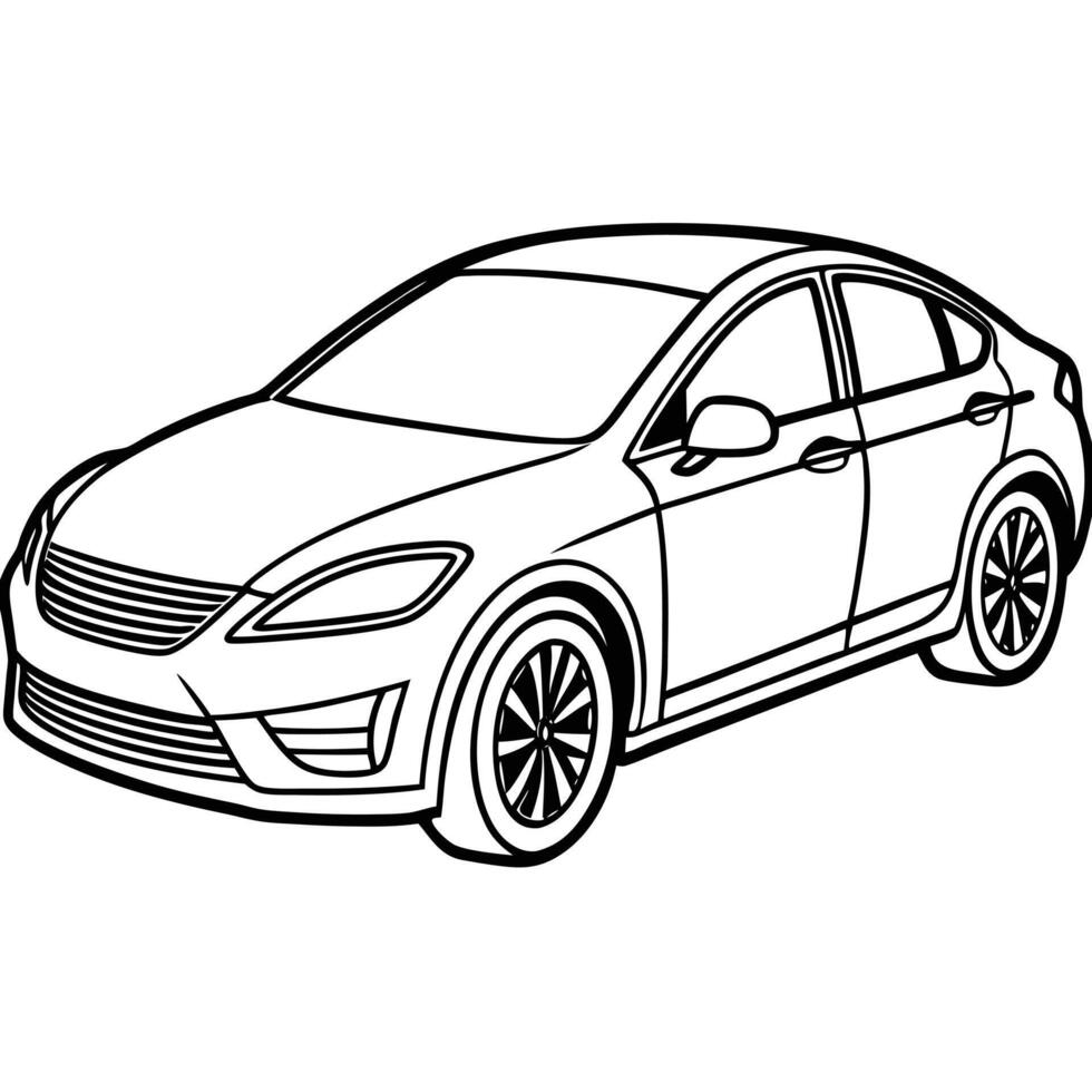 Illustration of a Continuous Line Drawing Depicting a Sleek Automobile vector