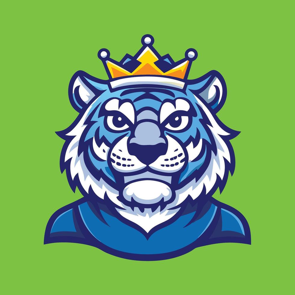 Energetic Tiger King Character Cartoon Mascot Logo Graphic vector