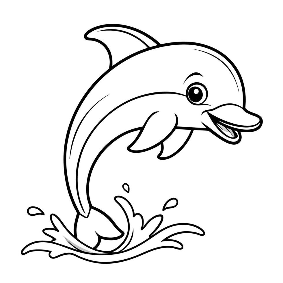 Playful Dolphin Coloring Page for Imaginative Kids vector