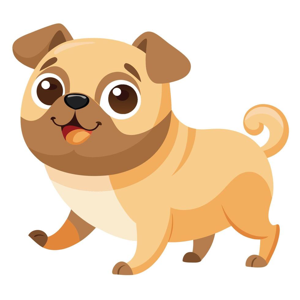 Cute and Playful Cartoon Icon of a Running Pug Dog vector