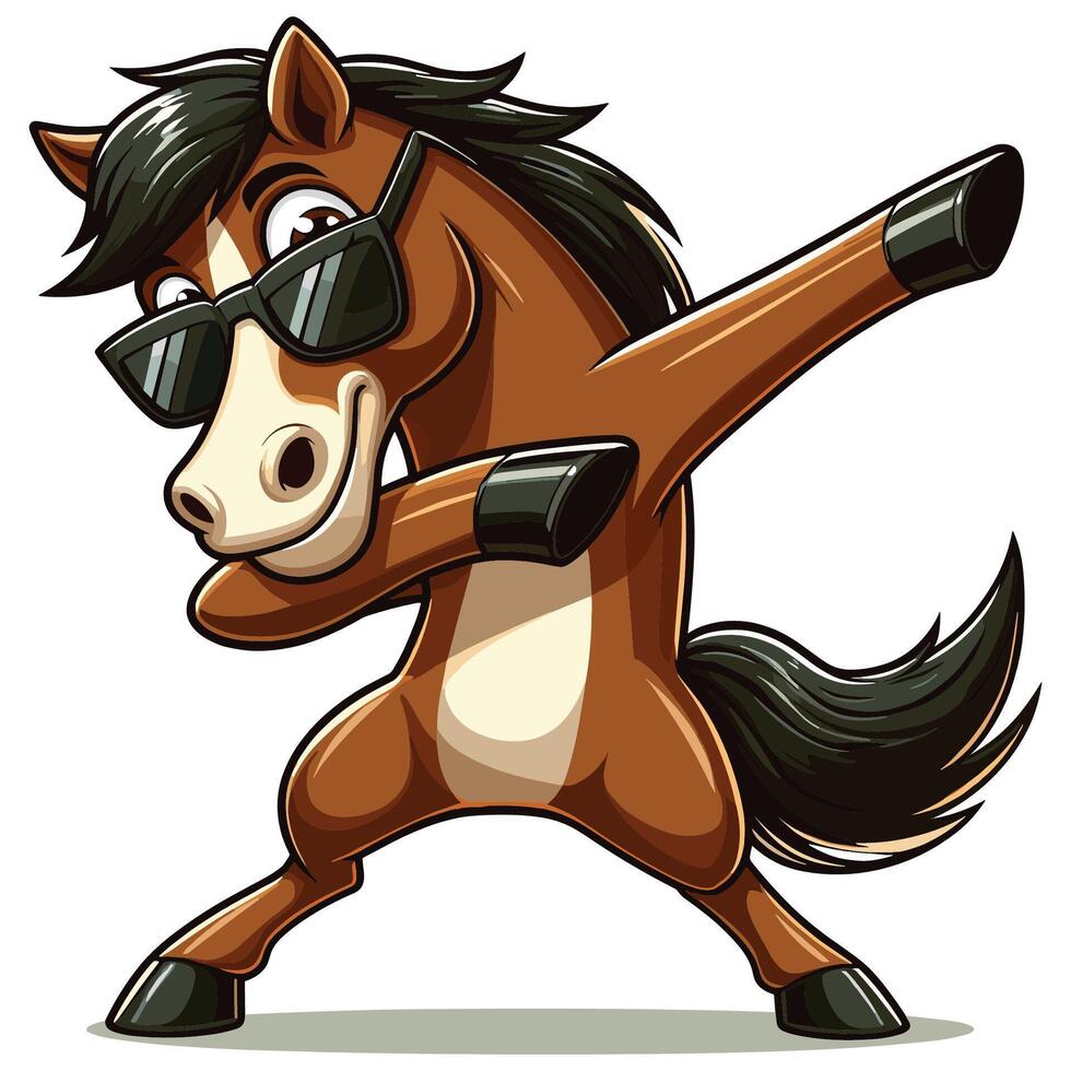 A cartoon horse wearing sunglasses and doing a dance vector