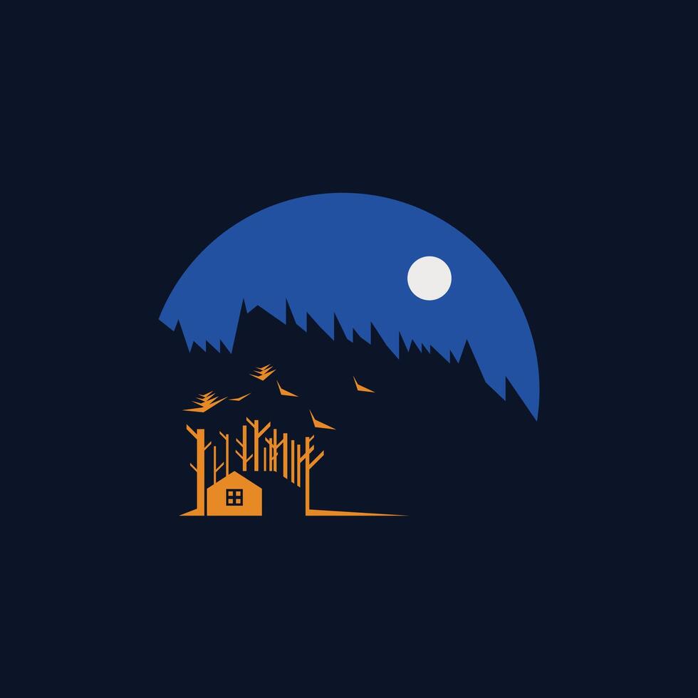 simple art of nature at night vector