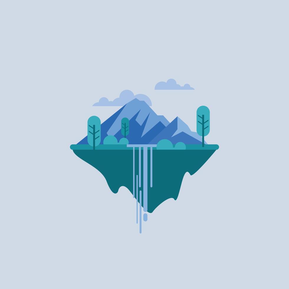 abstract illustration of mountain with waterfall vector