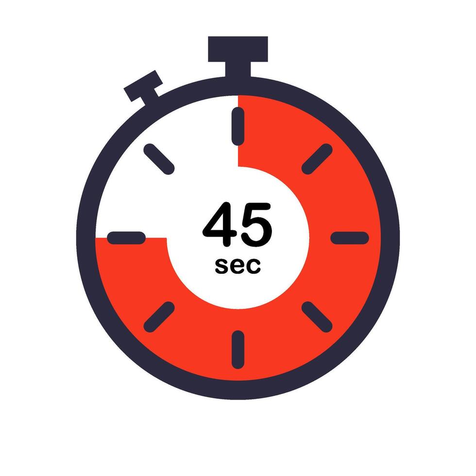 45 sec stopwatch icon on white background. vector