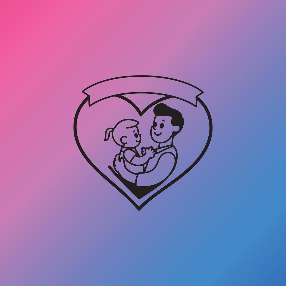 Father and Daughter in a Heart A Symbol of Love and Family vector