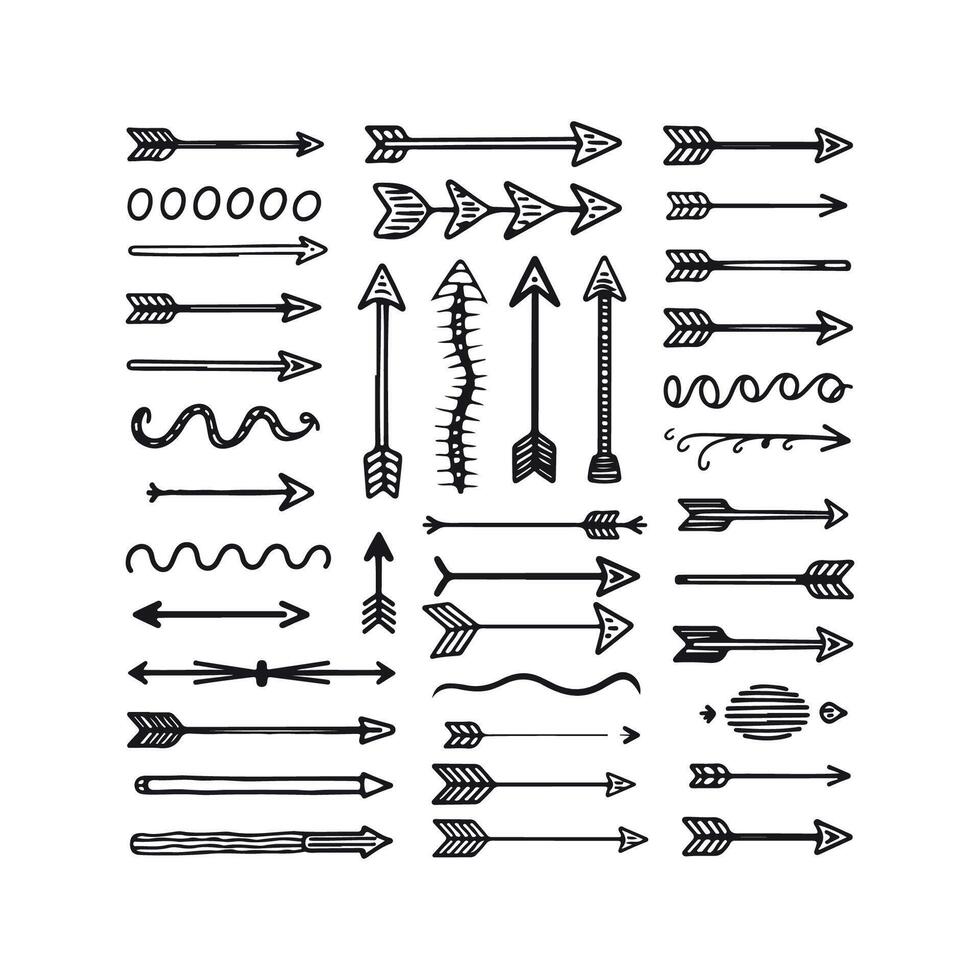 Set of black hand drawn arrows vector