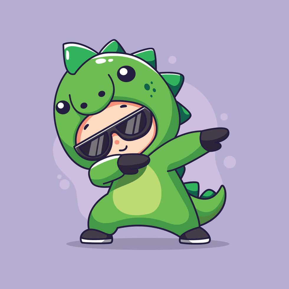 Cute dinosaur cartoon character illustration design. Cute dinosaur character design. vector