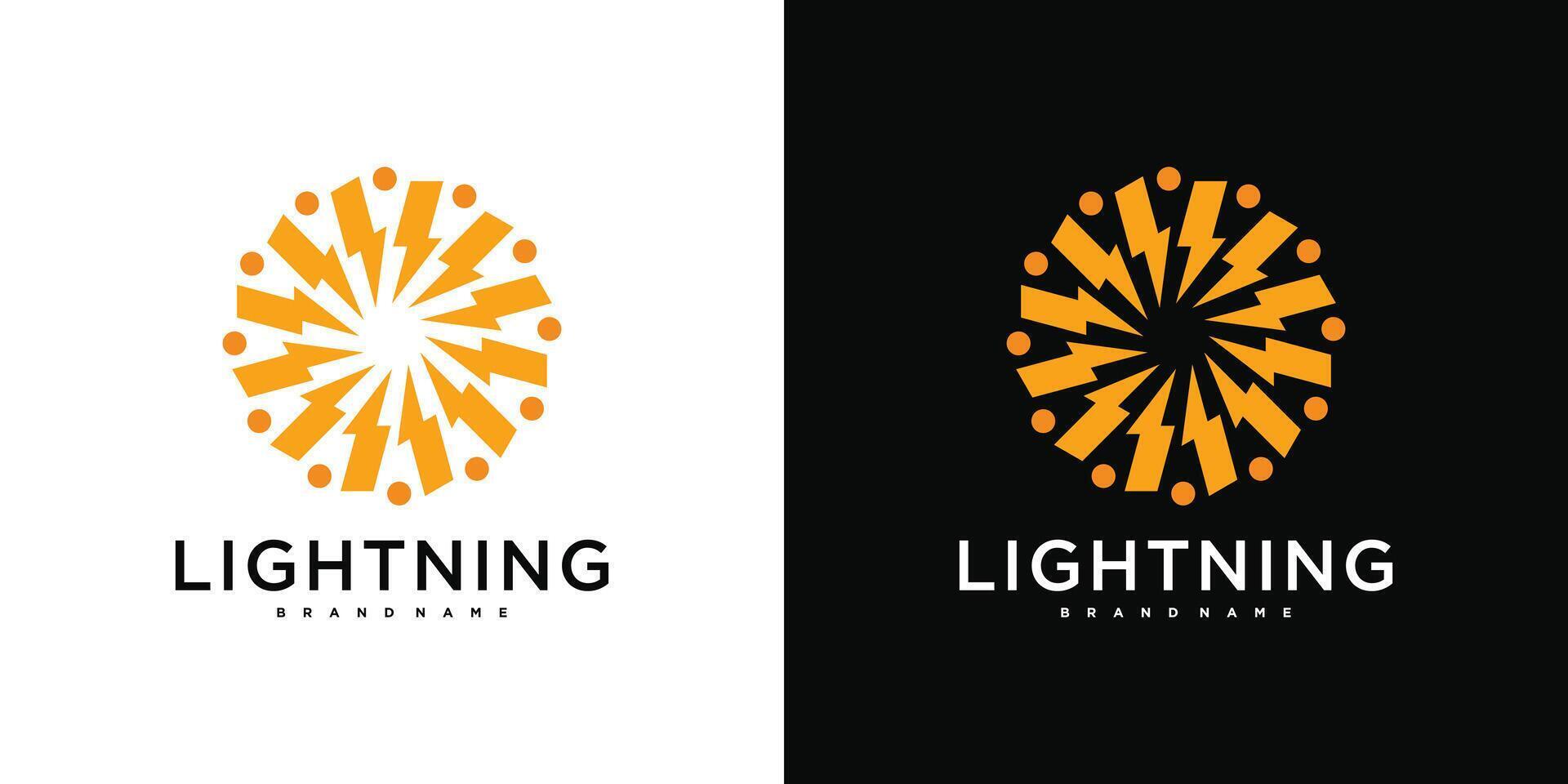 Abstract sun logos. lightning circle and energy vector