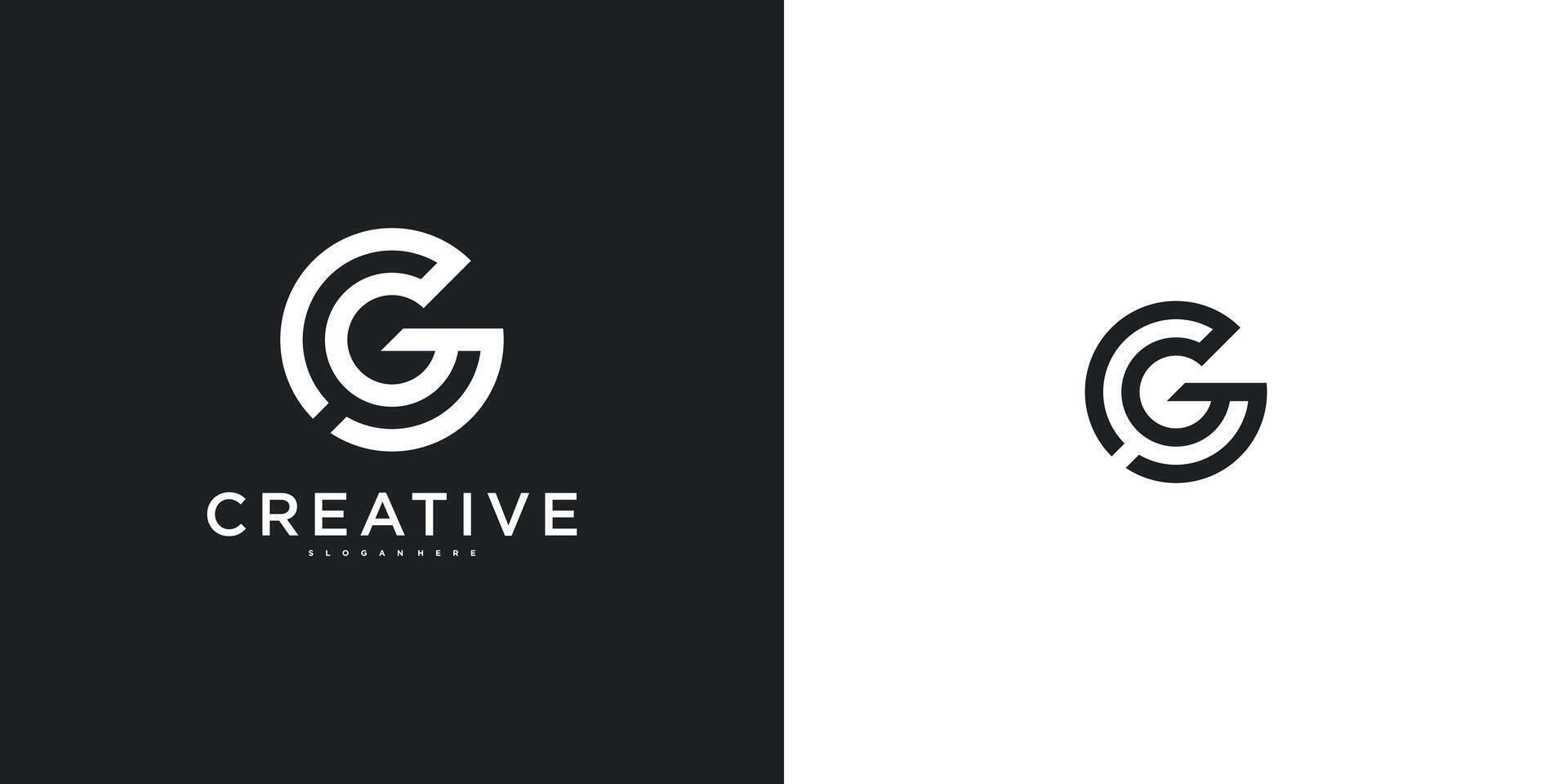 Initial letter G logo with abstract lines vector