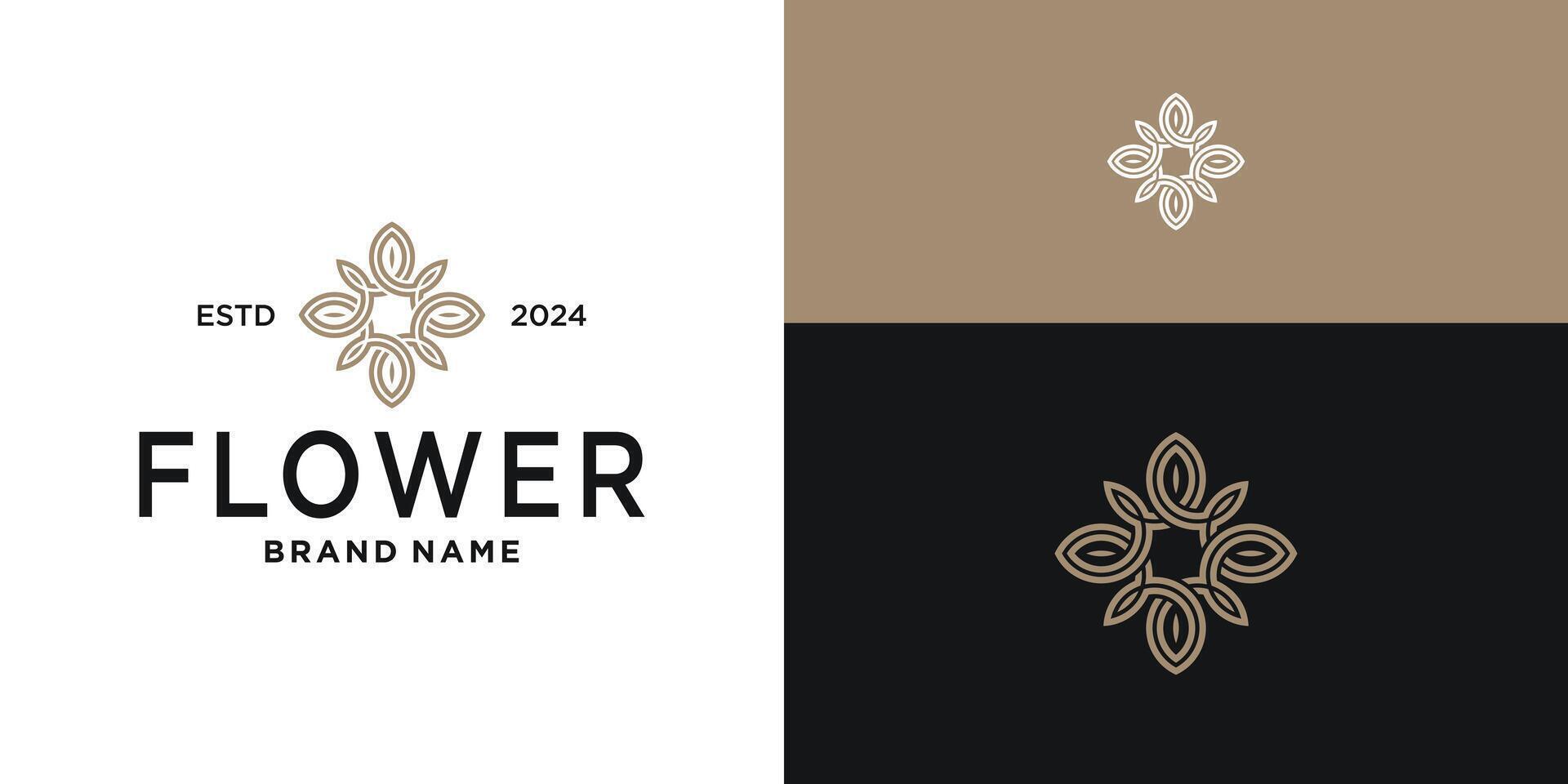 Abstract elegant flower logo design inspiration vector