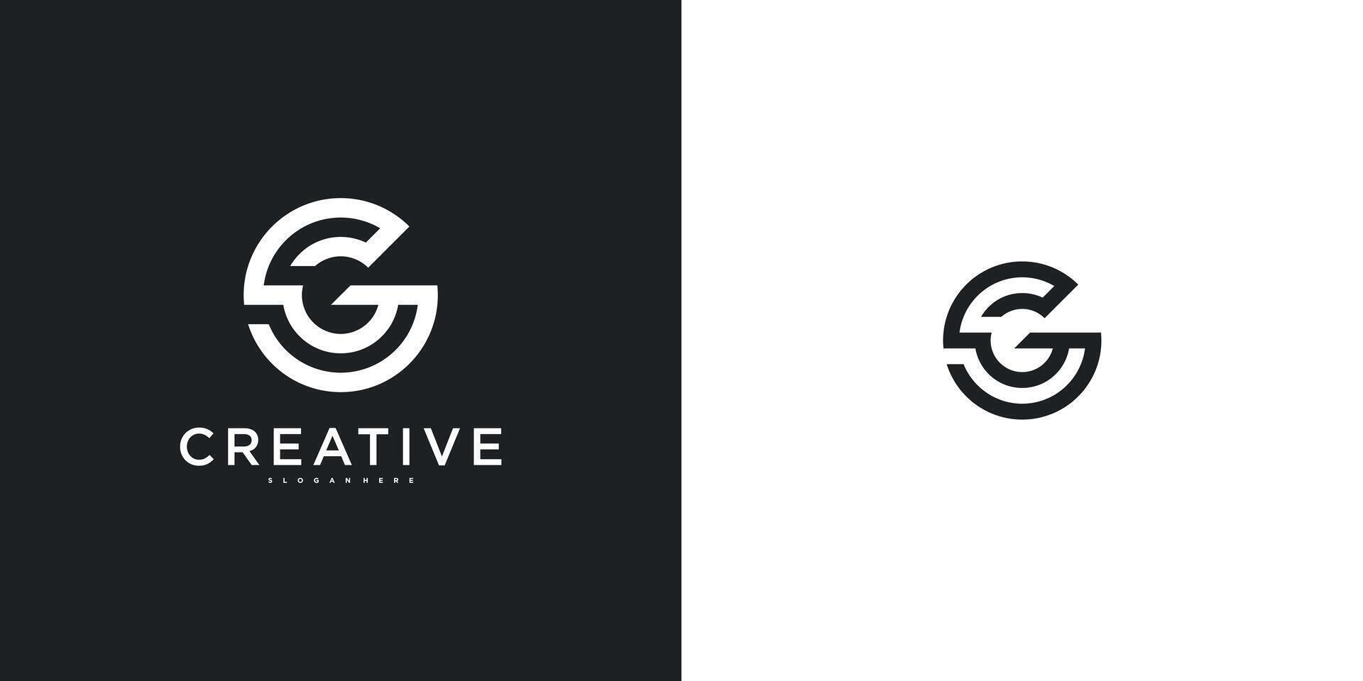 Initial letter G logo template with abstract lines and shapes vector