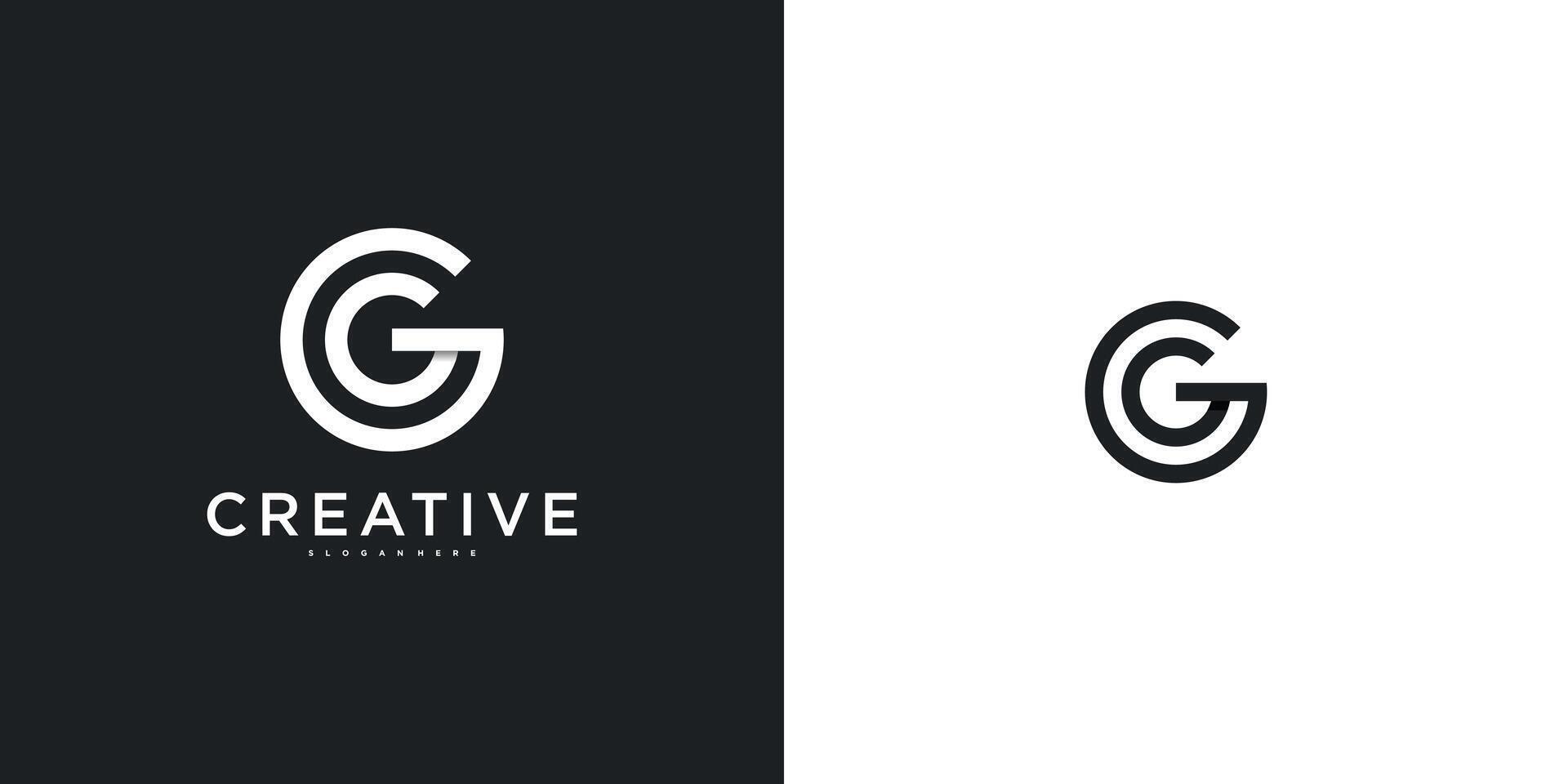 Initial letter G logo design template with abstract lines and shapes vector