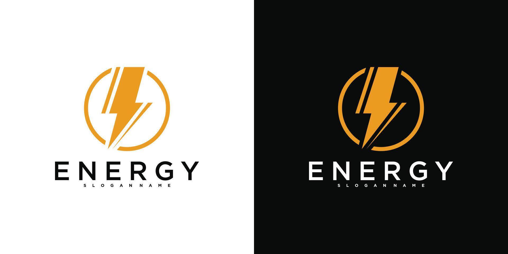 Bold lightning energy logo design template vector