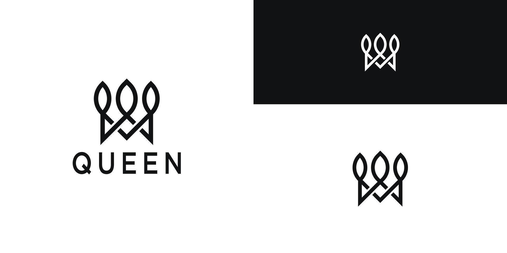 queen crown logo design vector