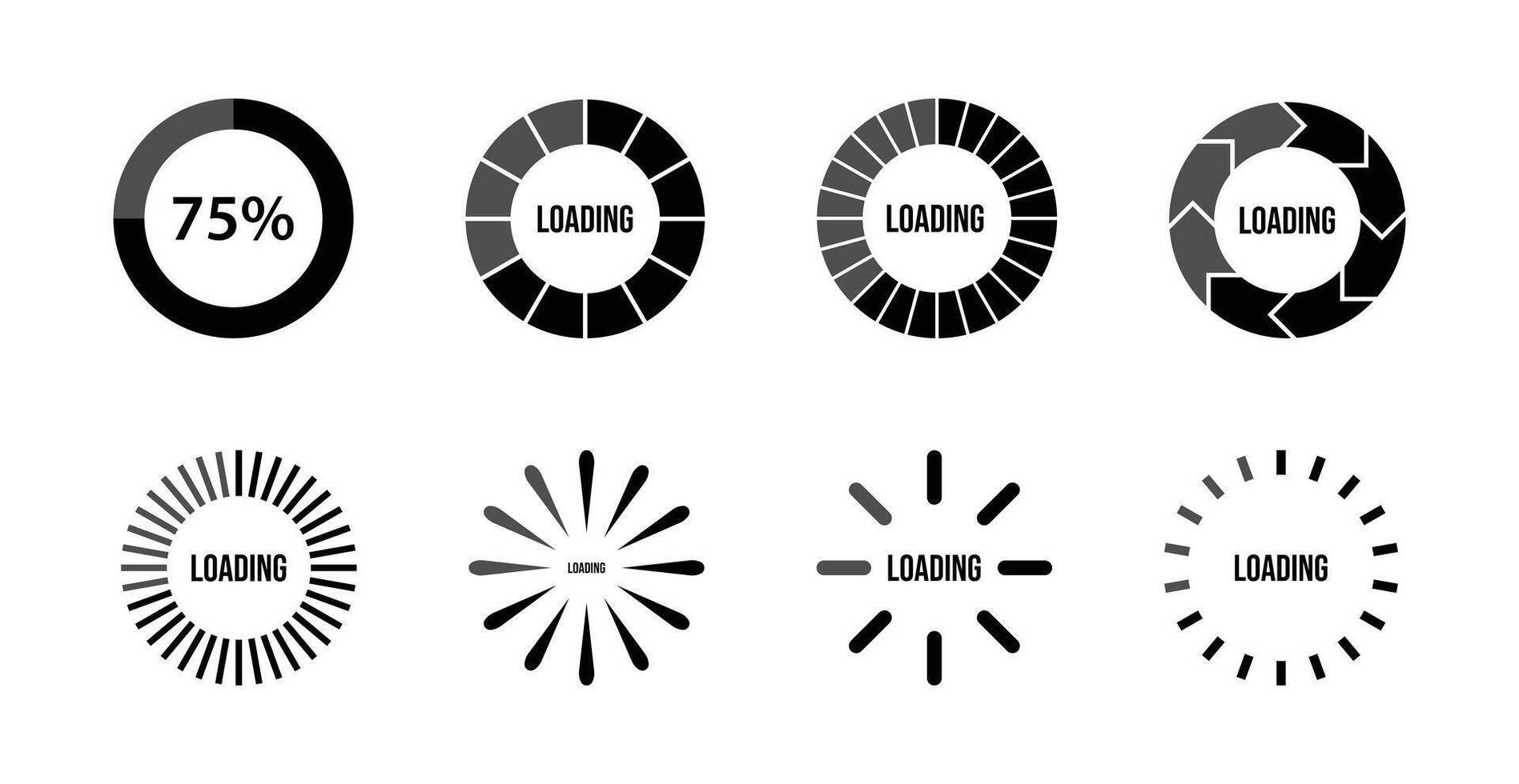 Black loading bar circle progress indicator design icon vector