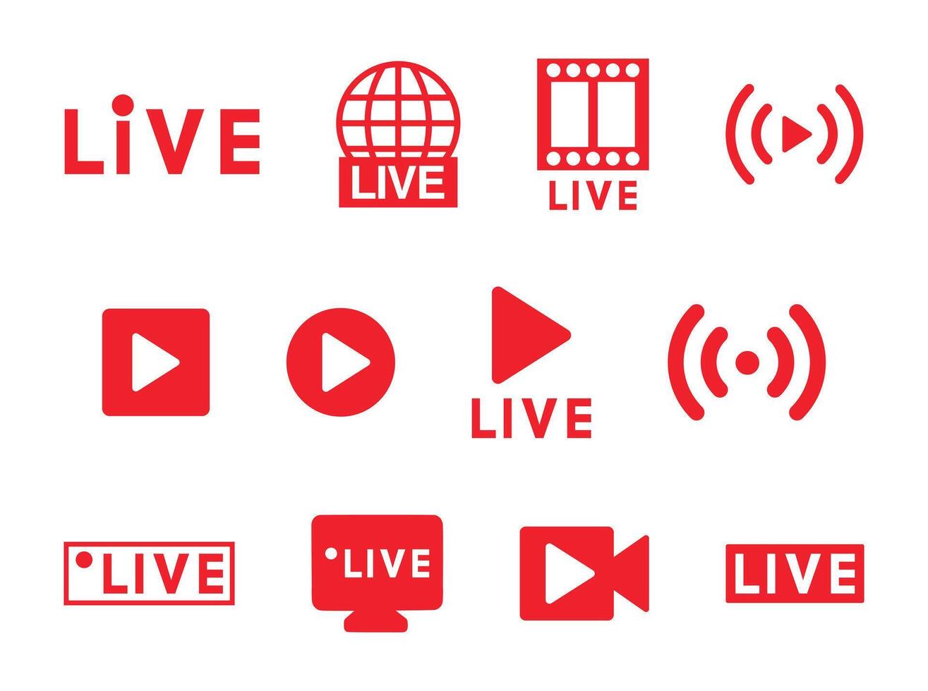 Online Broadcasting Icon Set vector