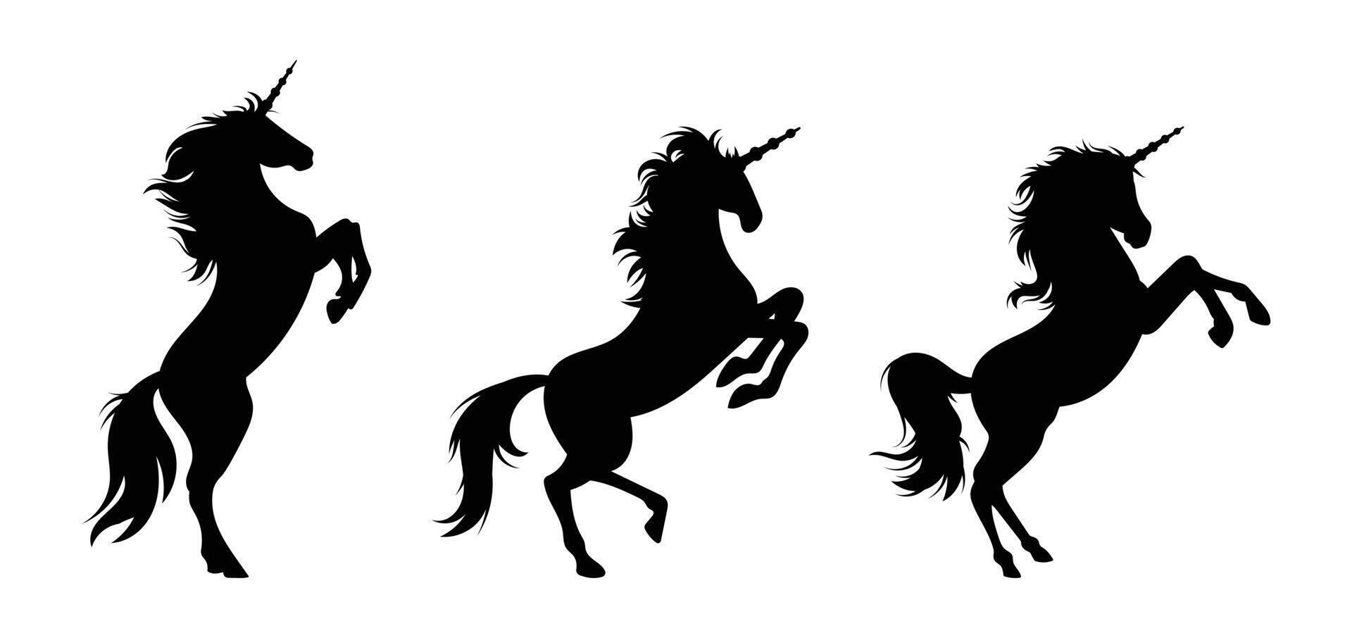unicorn silhouette set collection magical mythical design vector