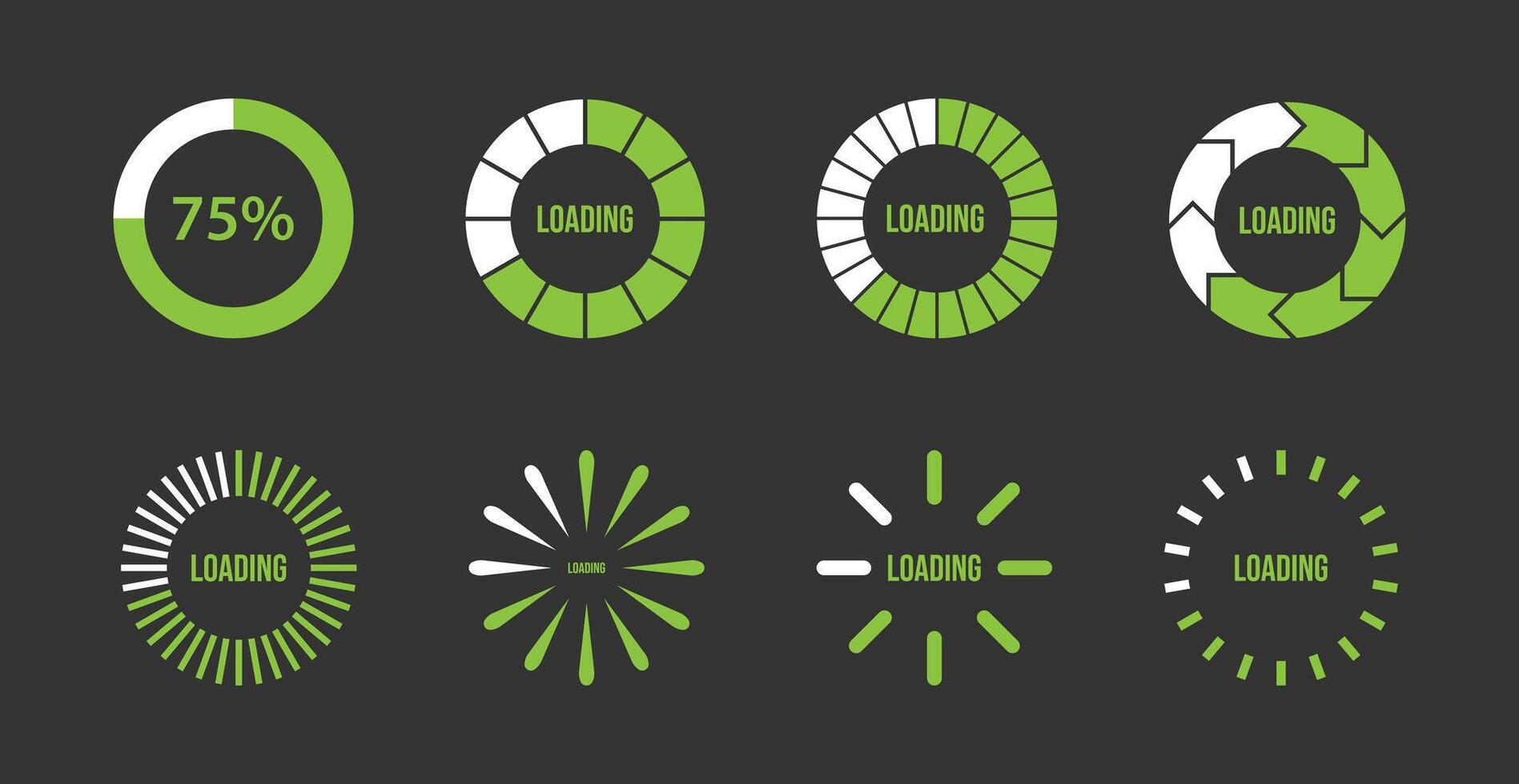 Green loading bar circle progress animation design icon vector