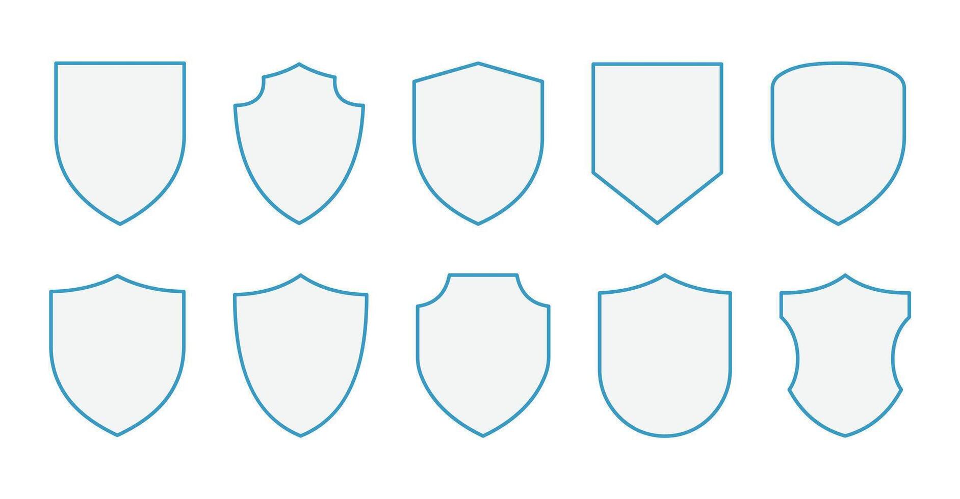 Shields Blue Outline Set vector