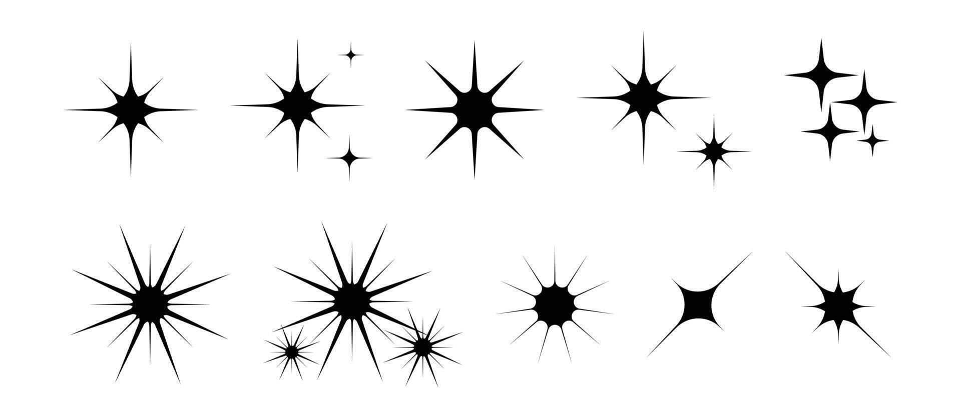 Shiny retro futuristic stars and sparkles vector