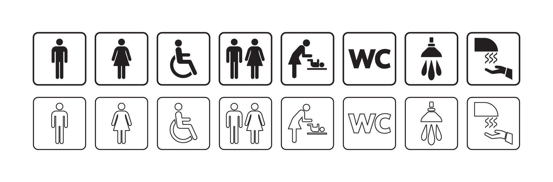 Set of icons representing public toilet facilities vector