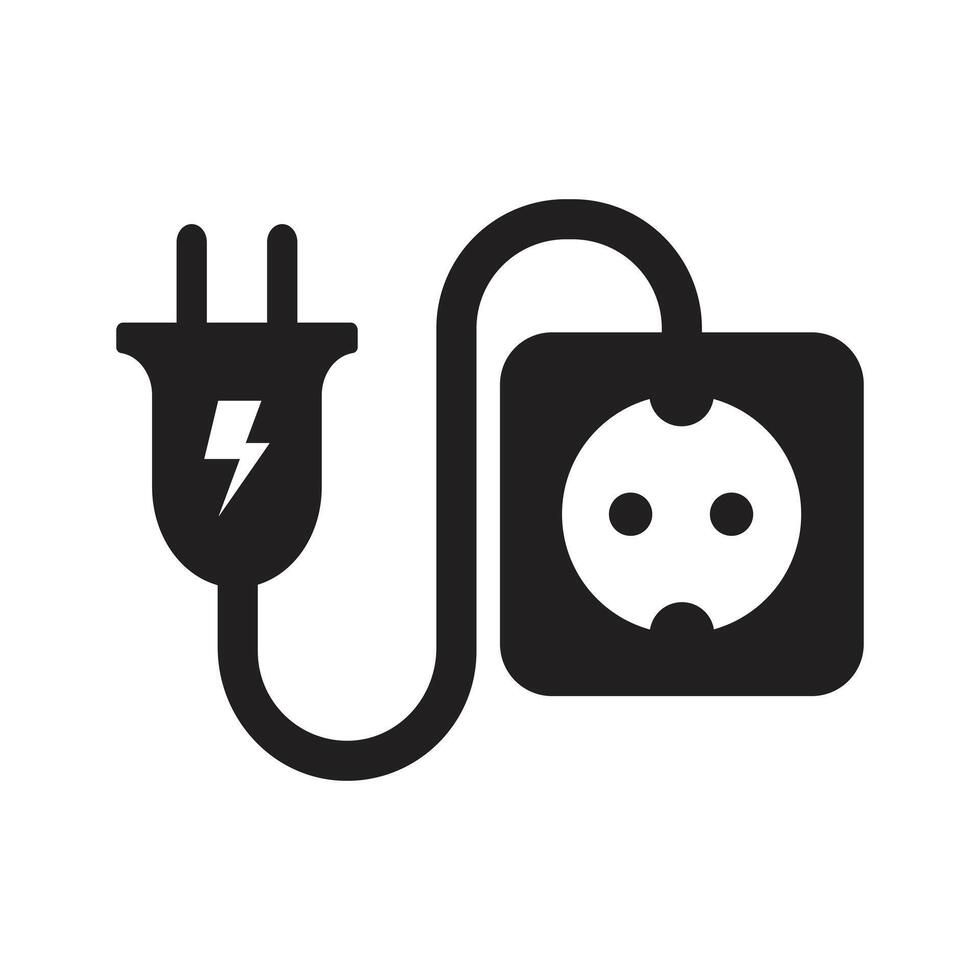 Electric source icon with jack wire vector