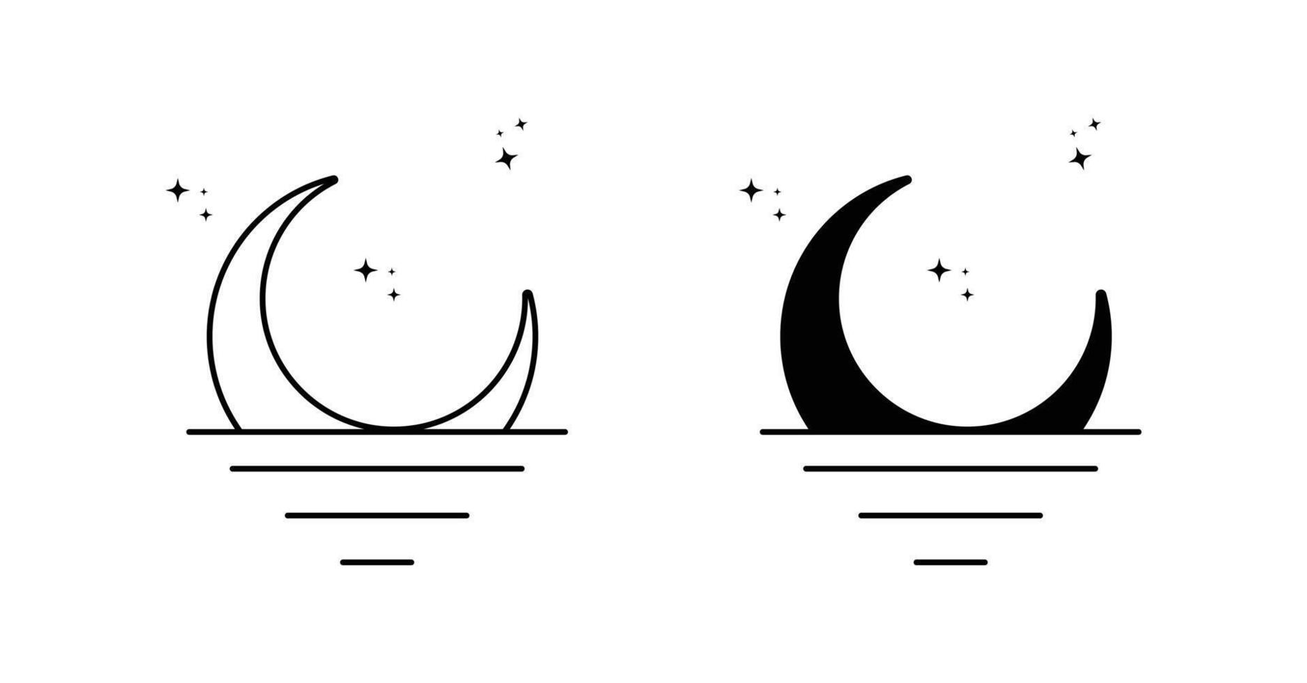 Black outline of moon on water vector