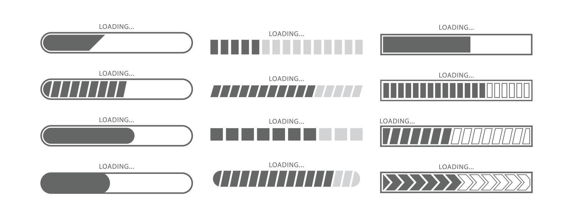 grey loading bar showing progress status icon vector
