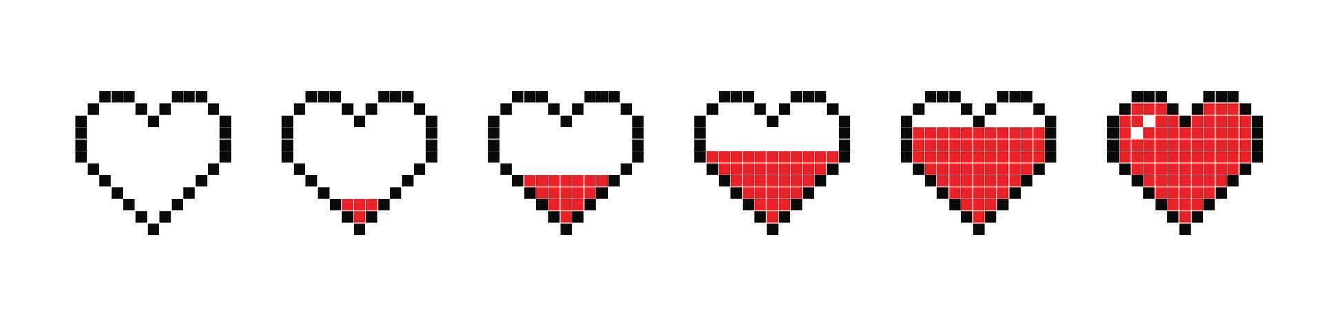 Pixel Heart Icon Fill Transition vector