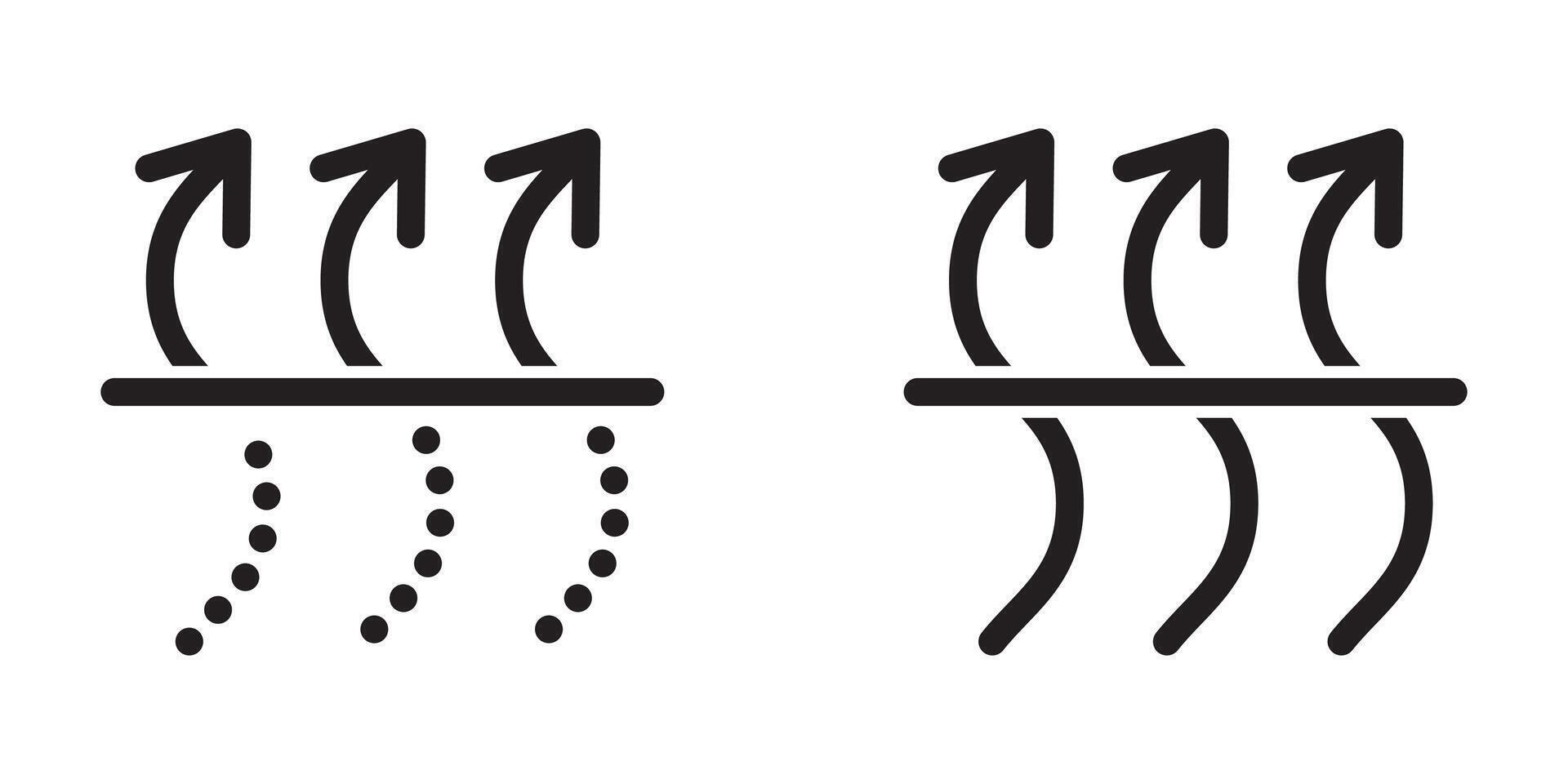 Icon showing breathable air and quick dry function vector