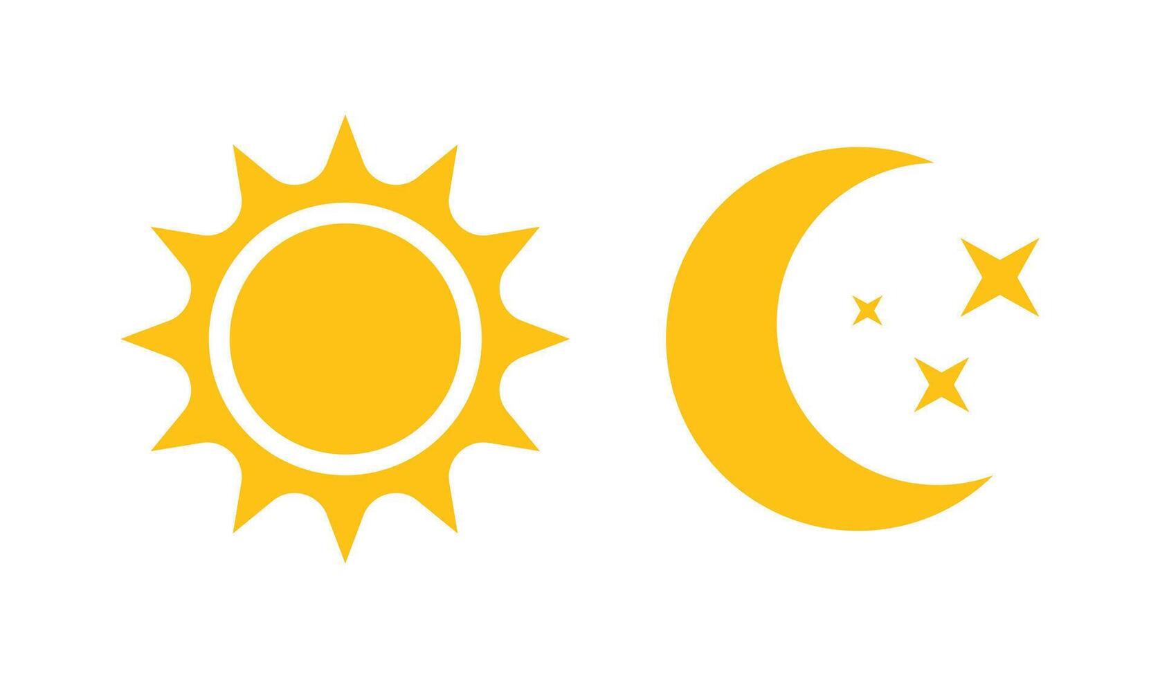 Minimal sun and moon flat icons vector